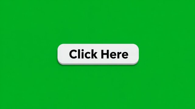Animated click here button on a bright green screen, call to action element concept