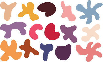 Blob shape organic in boho style, vector illustration set. Organic shapes colorful abstract fluid forms random blobs