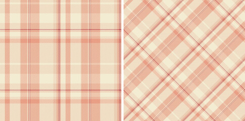 Elegant peach and cream plaid patterns.  Perfect for textile design, packaging, or website backgrounds. This versatile image evokes feelings of warmth and sophistication.