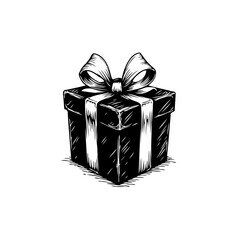 Elegant gift box illustration with ribbon bow showcasing vintage style and charm