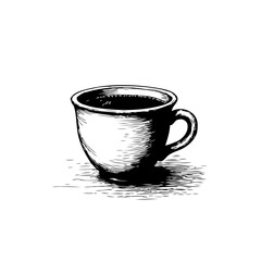 Simple Sketch of a Coffee Cup: An Artistic Representation in Black and White