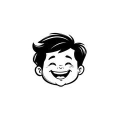 Cheerful young boy portrait cartoon illustration, expressing happiness and joy