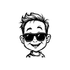 Cartoon boy with cool sunglasses illustration for children's content creation