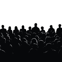 Obraz premium Audience silhouette set, Black & White silhouette set