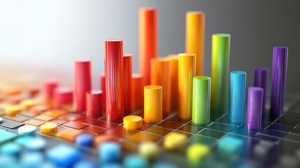 Colorful 3D bar graph on grid