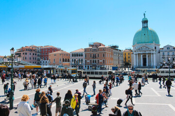 Cityscape Of Crowded Square In Venice, Italy