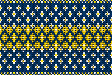 Various yellow flowers on blue background. Seamless. Woven pattern.