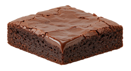 Decadent Chocolate Brownie Square with Glossy Icing and Crumbled Crust