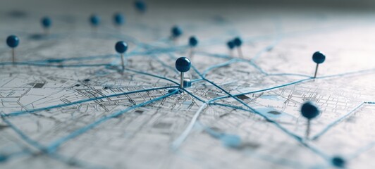 The colorful map showcasing navigational pins for urban exploration.