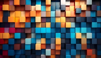 Abstract 3D Cubes Background Colorful Geometric Blocks with Modern Design, and Texture.