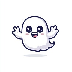 Obraz premium Cute cartoon ghost with happy expression