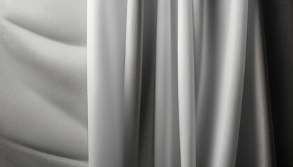 elegant white and gray draped curtain folds with smooth textile texture in soft light for minimalist branding, website background, or luxury print design element

