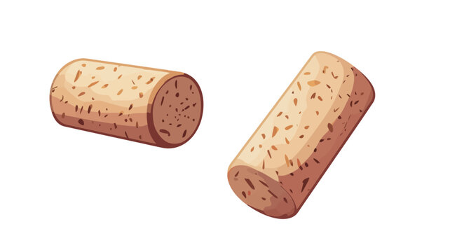 A digital illustration depicting two wine corks against a pure white background. One cork is positioned horizontally and the other at an angle.  The corks are rendered in a detailed style,