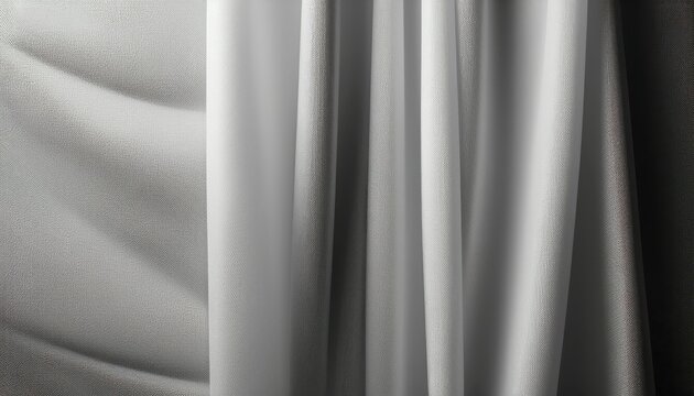 elegant white and gray draped curtain folds with smooth textile texture in soft light for minimalist branding, website background, or luxury print design element