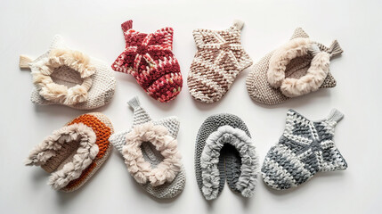 Assorted Patterns of Cozy Fuzzy Slippers on white background.PNG