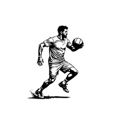 Fototapeta premium Dynamic depiction of a male athlete dribbling a basketball, stylized graphic art