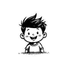 Cartoon illustration of a cheerful young boy with a bright smile