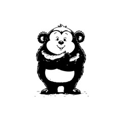 Playful Monkey Character with Confident Stance, Whimsical and Isolated Drawing