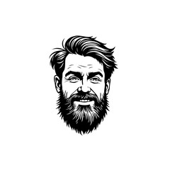 Stylized portrait of a bearded man with a confident expression and detailed features