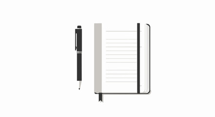 Minimalist Open Notebook and Pen Illustration
