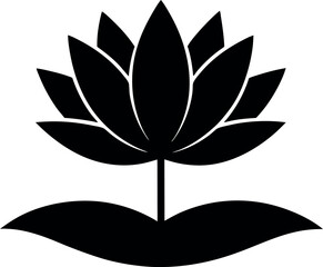 Black and White Lotus Flower Icon
