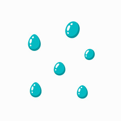 Teal Droplets Floating on White Background