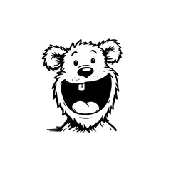 Cheerful Cartoon Bear Character Illustration with Bold Black and White Outline
