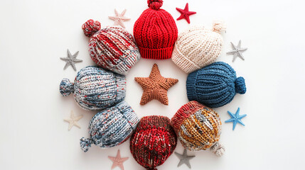 Assorted Patterns of Cozy Knit Beanies on white background.PNG