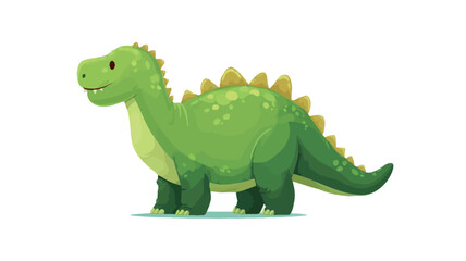 Obraz premium A digital illustration depicting a cartoon dinosaur. The dinosaur is green with a light green underbelly. It has a long neck, a short tail, and small, stubby legs. The dinosaur is depicted in a