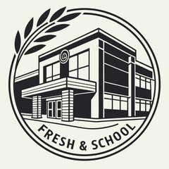 Modern school building fresh start education emblem design