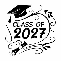 Class of 2027 graduation design graduate cap diploma