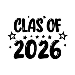 Bold black graffiti style class of 2026 silhouette design