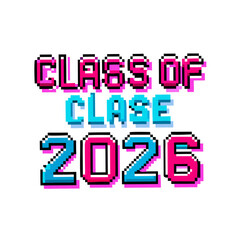 Class of 2026 pixel art design element graduation