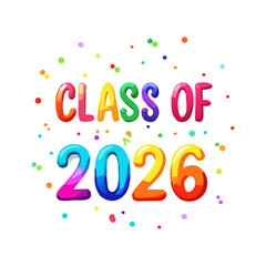 Rainbow class of 2026 graduation design element