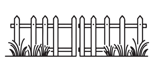 Charming Wooden Fence Gate Vector Illustration for Garden Security