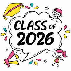 Class of 2026 graduation announcement cute cartoon design