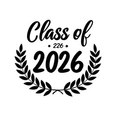 Class of 2026 badge silhouette with laurel wreath design element
