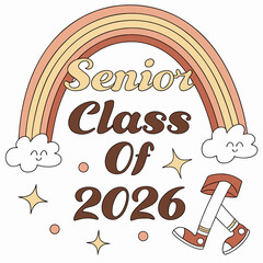 Senior class of 2026 rainbow graduation design