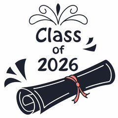 Class of 2026 graduation diploma design illustration