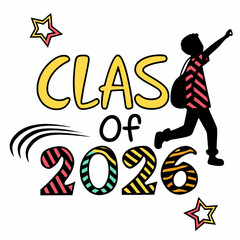 Class of 2026 graduation design element with student silhouette
