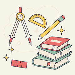 Back to school supplies colorful illustration design