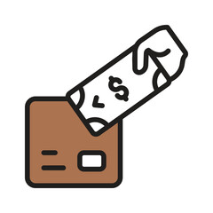 Download our modern filled line style icon of delivery payment