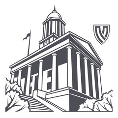 Majestic municipal building architectural illustration classic columns dome