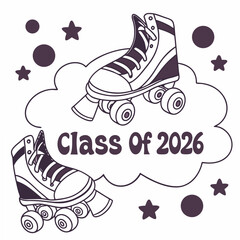Class of 2026 roller skates design element transparent background