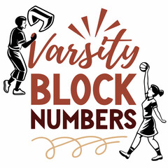 Varsity block numbers sports design illustration
