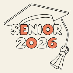 Senior 2026 graduation cap design illustration