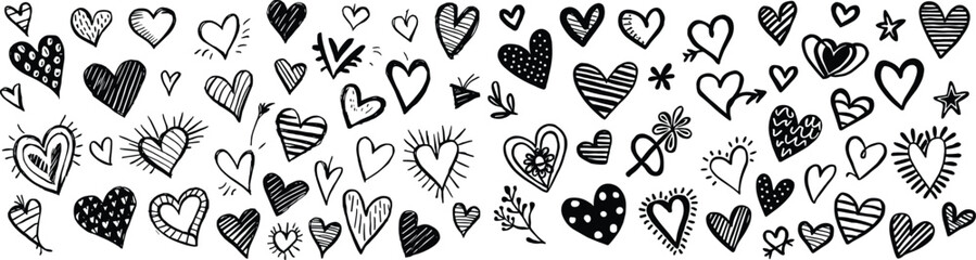 Hand Drawn Hearts set