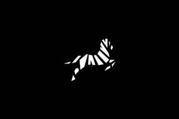 animal zebera inimal awesome trendy professional logo design template on black background.  For your business, zabera animal logo for wildlife or zoo, zabera jumping, runing icon