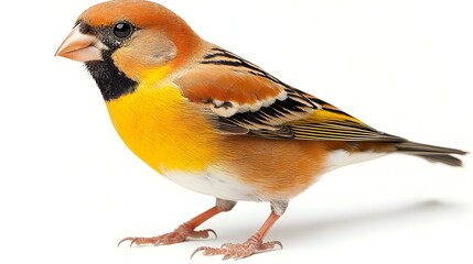 Fototapeta premium Vibrant Yellow and Orange Bird Isolated on White Background Stunning Wildlife