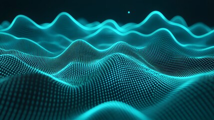 Abstract Turquoise Digital Waveform Landscape